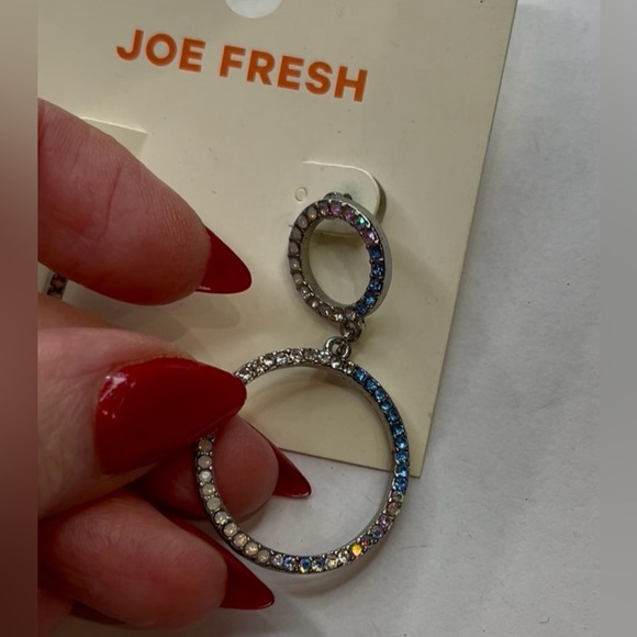 Joe Fresh Silver and Blue Hoop Earrings - Picture 4 of 5